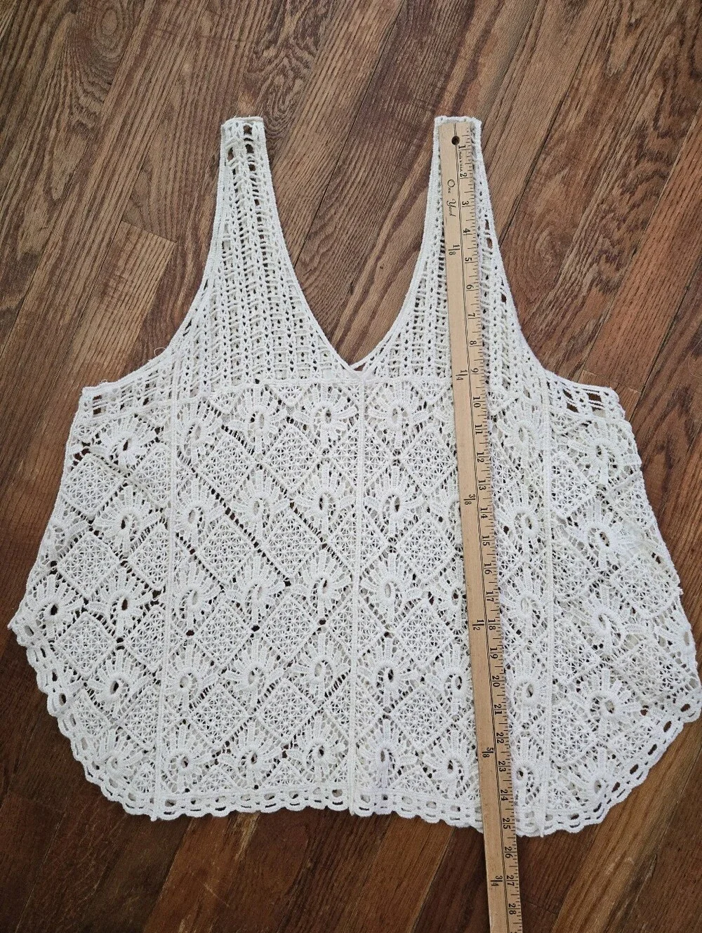 Adiva Crochet Sleeveless Blouse Size XL Cream Festival Boho Feminine Tank Top - Picture 4 of 12